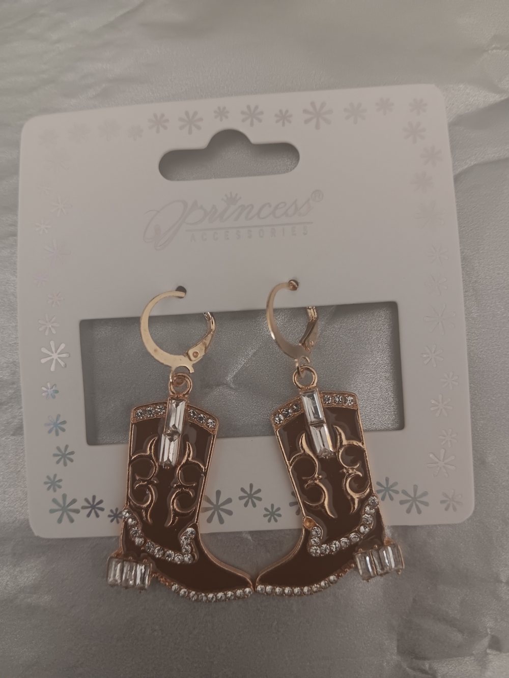 Princess Accessories Rose Gold Cowboy Boot Drop Earrings